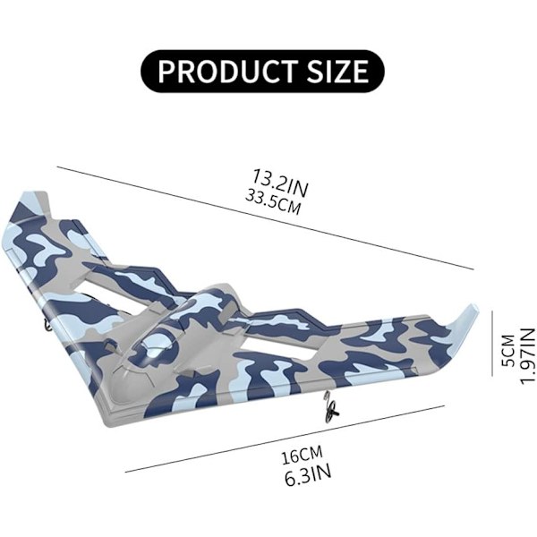 RC-plan B2 Stealth Bomber 2Ch 13,2 tum vingbredd Elektrisk 2,4G Fjärrkontroll Flygplan Flygplan Drone Leksak Jetmodell, LED-belysning Fast vinge Glider RTF
