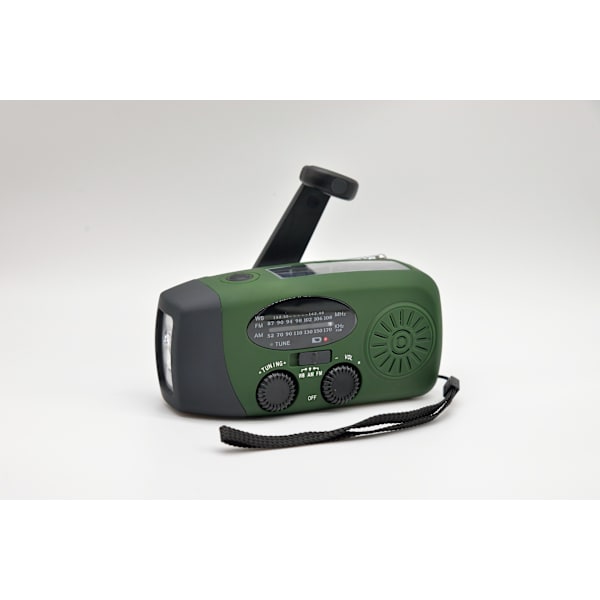 Nödväderssolradio med vevradio med LED-ficklampa, solenergi för camping, nödsituation GREEN