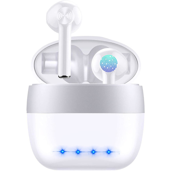 Trådløse ørepropper Bluetooth 5.1 IPX5 Vanntett 30H Spilletid Ekte Trådløse Stereo Hodetelefoner for iPhone Android med Laderetui In-Ear Øretelefoner He