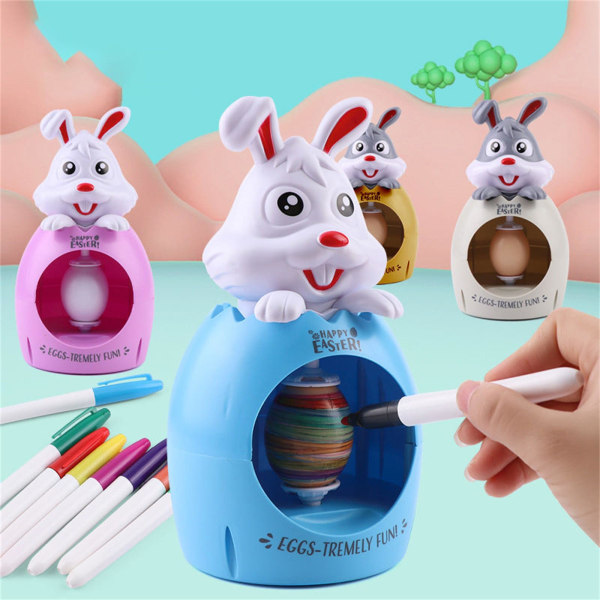 Pyntesæt til påskeæg Bunny Spinner Egg Decorating Machine Easter Legetøj BLÅ