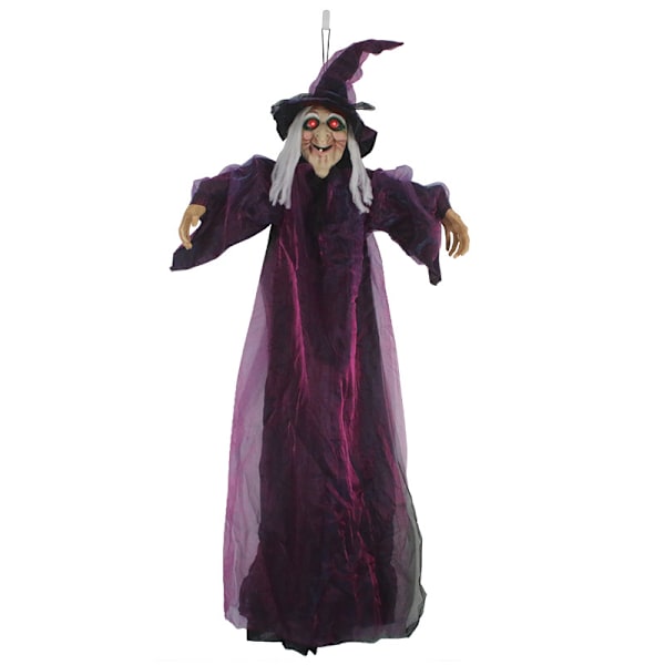 Halloween-ulkoilmakoristeet Animoitu Noita, Punaiset Silmät, 65\" Eläväkokoinen, Riippuva Haukuttu Talo Pelottava Rekvisiitta