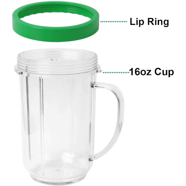 4-pack 16oz Bullet-koppar kompatibla med Magic Bullet Blender Juicer 250W MB-1001 Party Cups Muggar med färgade läppringar