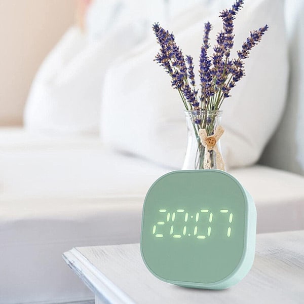 Mini Square Silent Alarm Clock green