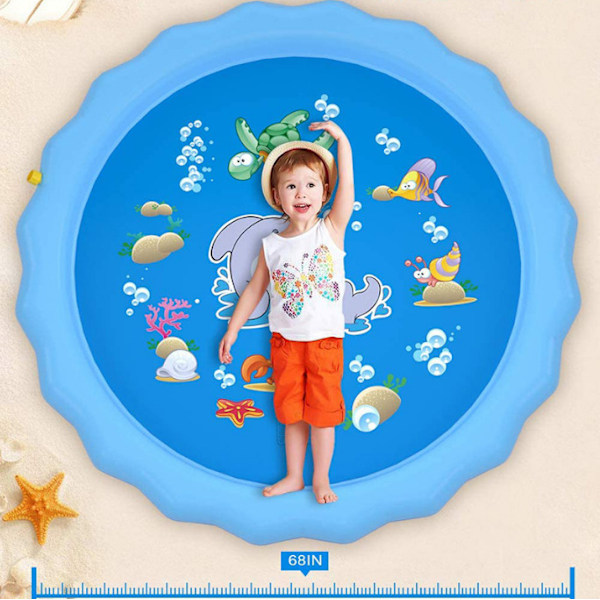 3-i-1 Sprutmatte, Sprinkler for Kids Pool for Learning – Sprinkler Pool, 67’’ Utendørs Vannleker – “fra A til Å” Utendørs Lekematte