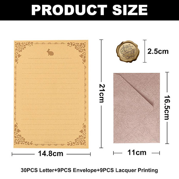 9 st kuvert, 30 ark papper, 16,5*11cm/21*14,8cm, rosa+orange+röd, kortinbjudningskuvert Pink*Orange*Red Style 1