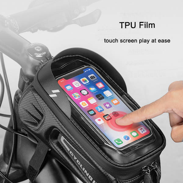 Sykkelrammeveske, Vanntett Sykkel Front Top Tube Pouch Pannier Sykkeloppbevaringsvesker Road Terrengsykkel for forskjellige telefoner