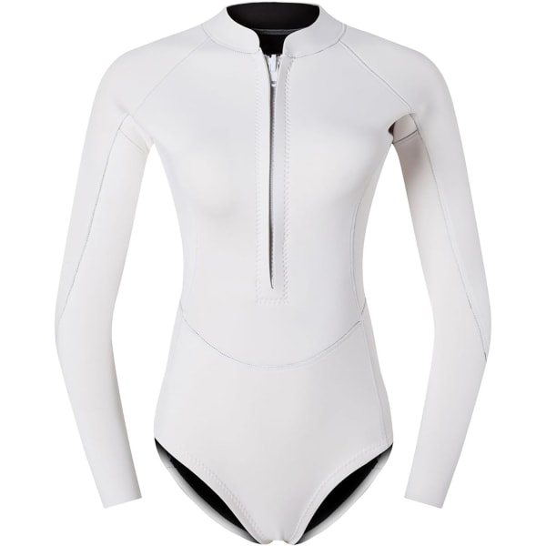 One Piece Dykkerdragt Kvinder Langærmet Badetøj med Front Zip Trekant Badedragt, UV UPF 50+ Dame Bodysuits M