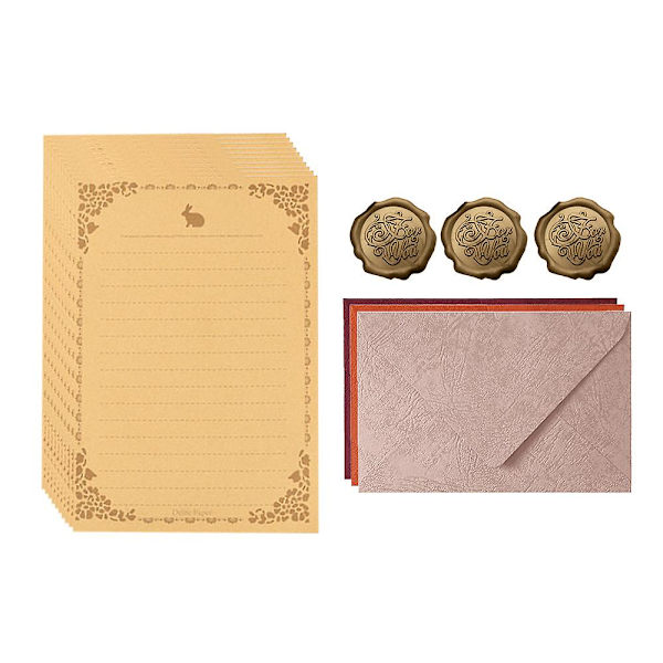 9 st kuvert, 30 ark papper, 16,5*11cm/21*14,8cm, rosa+orange+röd, kortinbjudningskuvert Pink*Orange*Red Style 1