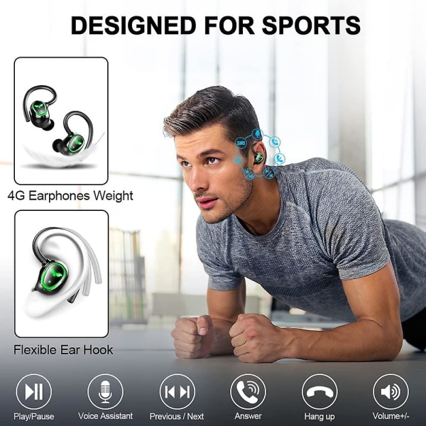 Trådlösa hörlurar, Bluetooth 5.3-hörlurar med trådlösa hörlurar i örat med dubbla mikrofoner, 48h Deep Bass Bluetooth hörlurar brus