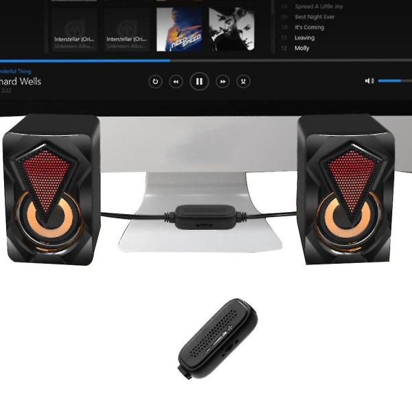 PC-högtalare Mini Desktop-högtalare Stereo 2.0 USB -driven 3,5 mm Aux Bärbar Gaming Multimedia-högtalare