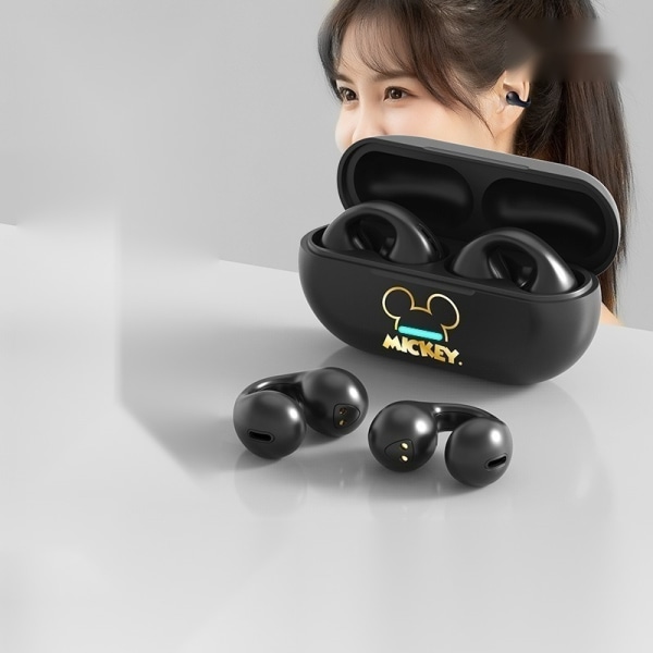Söt Bluetooth headset vattentät duschpropp benledningsöronproppar Bluetooth 5.3 öronklämma (svart)