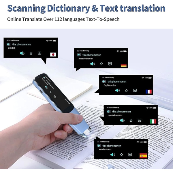 Scanning Translator Photo Translat Pen 2.98quot; Berøringsskjerm Wifi frakoblet 112 språk Oversett