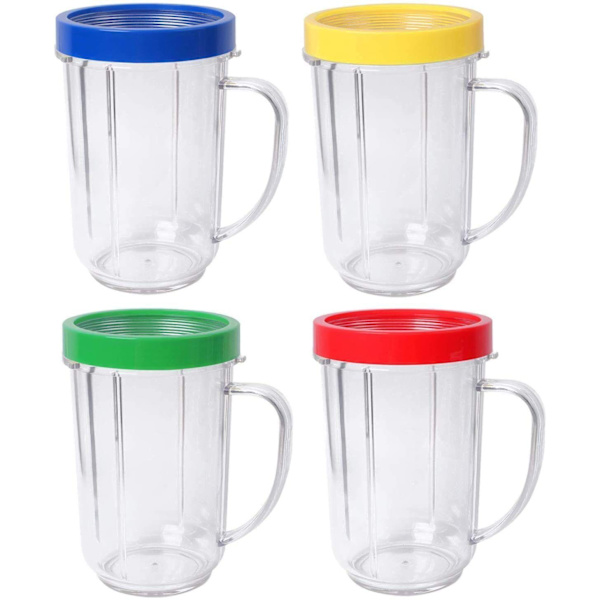 4-pack 16oz Bullet-koppar kompatibla med Magic Bullet Blender Juicer 250W MB-1001 Party Cups Muggar med färgade läppringar