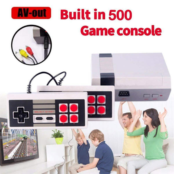 Rabattert TV-spillkonsoll 8-bit innebygd 500 klassiske retrospill barnas leker gave sommer salg