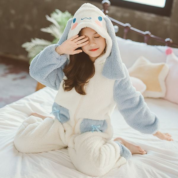 Sanrioed Plysch Anime Cinnamoroll Vinter Flanell Barn Rompers, flickor pyjamas tecknad film pyjamas för tonåringar 140 cm