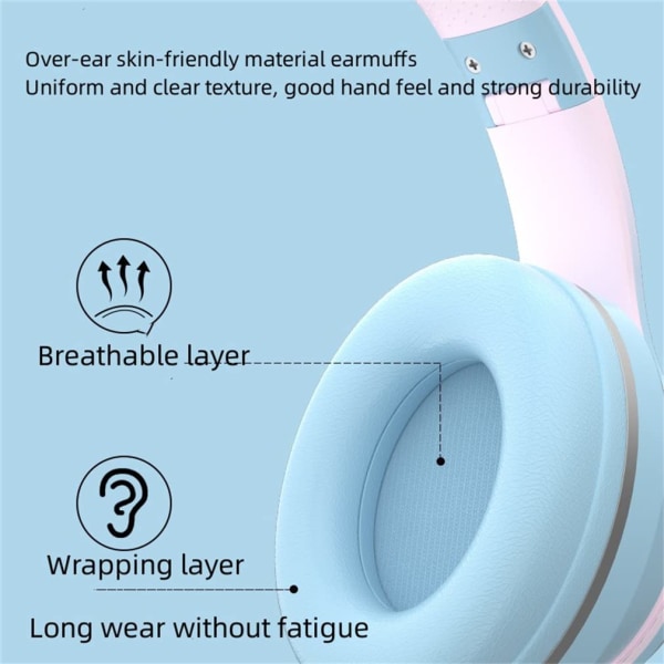 Trådlösa Over Ear-hörlurar Vikbara headset Bluetooth -hörlurar-lila