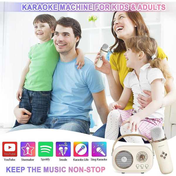 Mini karaokemaskin, karaokemaskin för barn och vuxna, söt karaoke med set , bärbar Bluetooth högtalare med mikrofon, retro handhållen Yellow