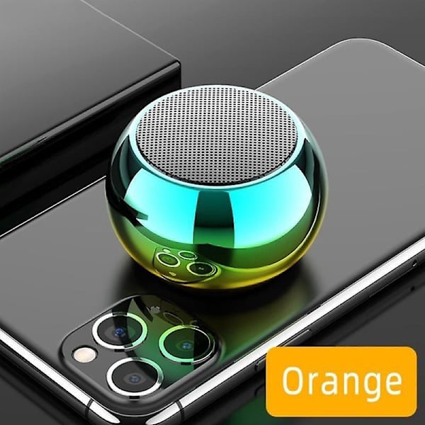 Rund mini bluetooth 5.0 trådløs højttaler 9d subwoofer outdooe sports bluetooth højttaler cnc turbo musikafspiller Orange