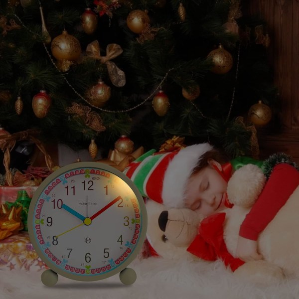 Barnväckarklocka för pojkar och flickor, tyst, icke-tickande väckarklocka, original analog lysande väckare Snooze väckarklocka vid sängen