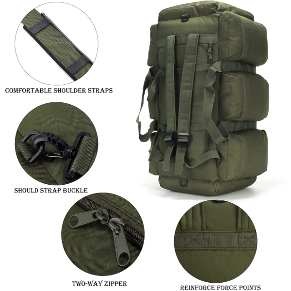 Sportsgymnastikrygsæk Stor rejsetaske til mænd Cabriolet multifunktionel rygsæk til campingrejser med gå-håndtaske（Jungle-camouflage）