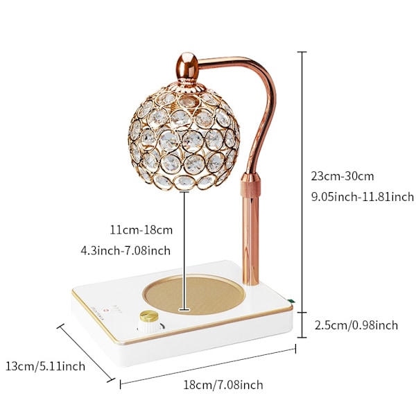 Stearinlysvarmerlampe Justerbar høyde Smeltet vokslampe Dimming Candle Warming Lamp-Rose Gold