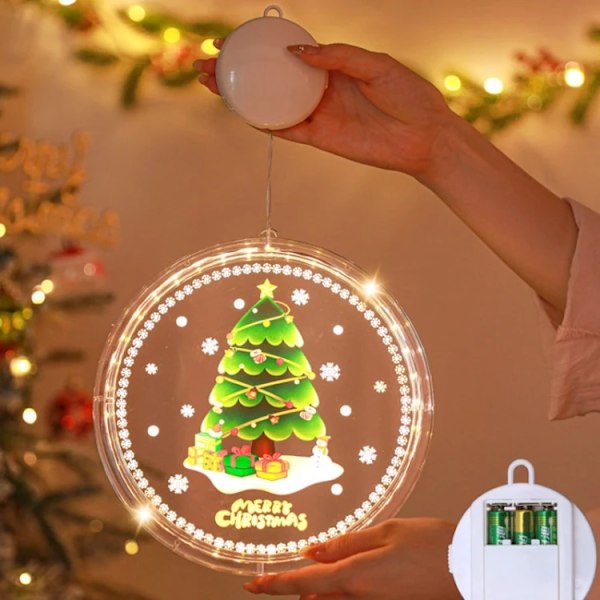 Julepynt Vindu Lys Julelys Innendørs, LED Batteridrevet Juledekorasjonslys for Hjem Fest Vindu Vegg 1PC Christmas Tree