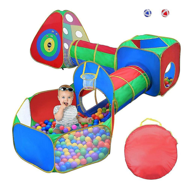 5 i 1 Pop Up Ball Pit Telt Tunnel Børne Baby Legetøj Target Game (Indeholder ikke havbolde)