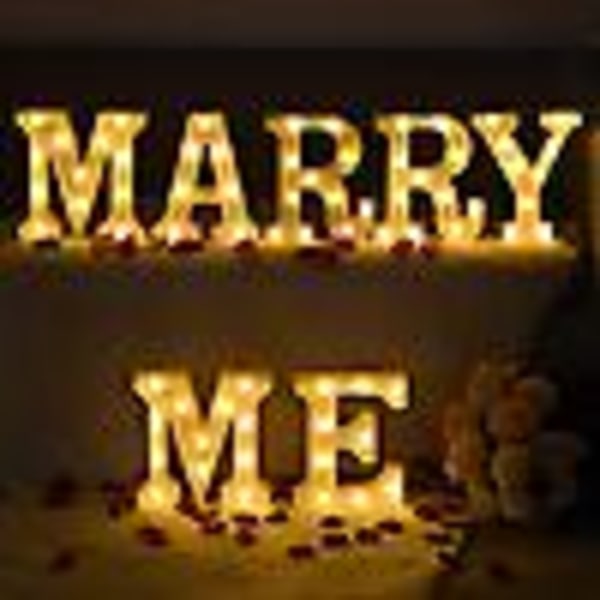 Led Glow Letters Valentinsdagsgave - Lys opp Marry Me-skilt med varmhvit LED