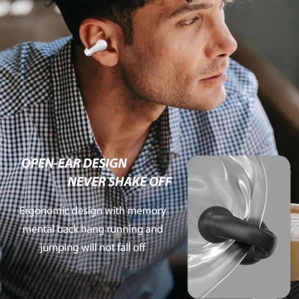 Trådlösa Bluetooth öronklämma benledningshörlurar Bluetooth -hörlurar öppna öronhörlurar med benledningshörlurar (svarta)