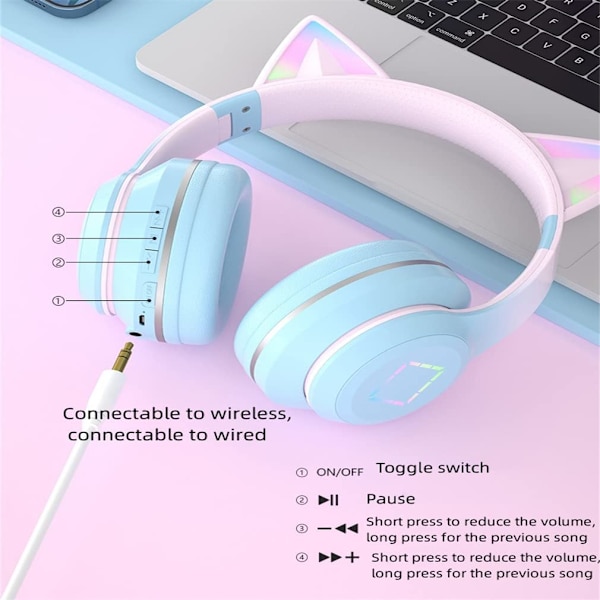 Langattomat korvakuulokkeet Taitettavat kuulokkeet Bluetooth -kuuloke-vaaleanpunainen