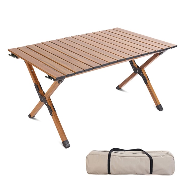 Campingbord i aluminiumlegering 4-6 personer roll-up lätt picknickbord med stor bordsskiva och bärbar handväska (90cm)