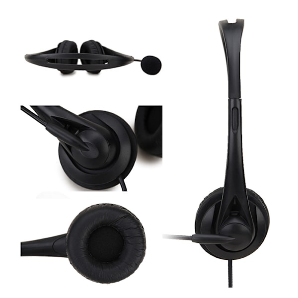 USB-headset med mikrofon - Kompatibel med bærbar/stationær pc Perfekt til podcasting fjernarbejde black