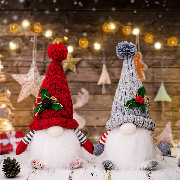 Julepynt Nisse Plysj, Jul Skandinavisk Tomte, Harpiks Tre Senterstykker for Skrivebord Hylle Peis Vinterferie Juledekorasjon Gingerbread