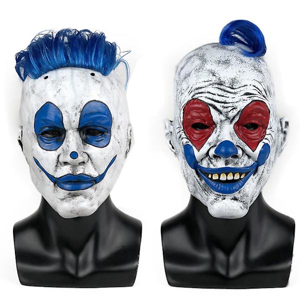 Funny Clown Latex Masks Cosplay Blue Hair Joker Full Face Hjelm BJ-1