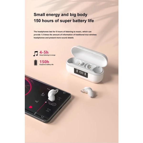 Bluetooth-yhteensopivat kuulokkeet In-ear Noise Cancering Game Music Pink pink