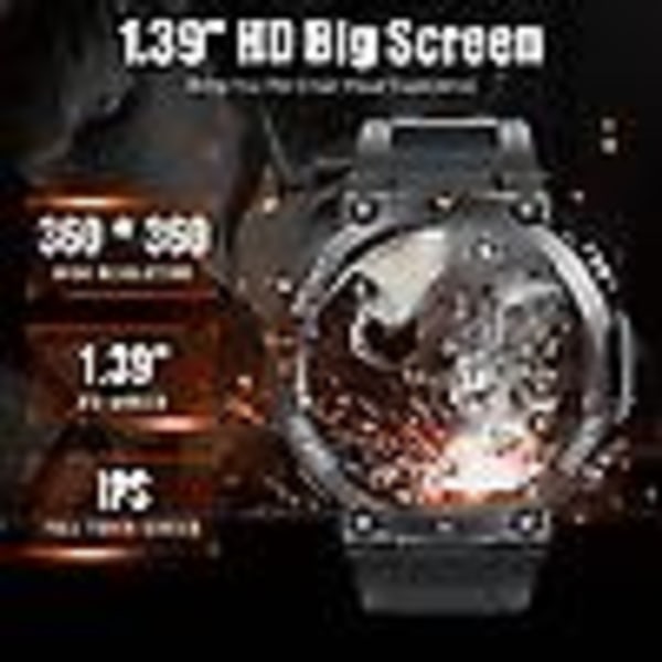 K56pro Military Smart Watch för män 1,39 tum HD Fitness Tracker med stor skärm Svart