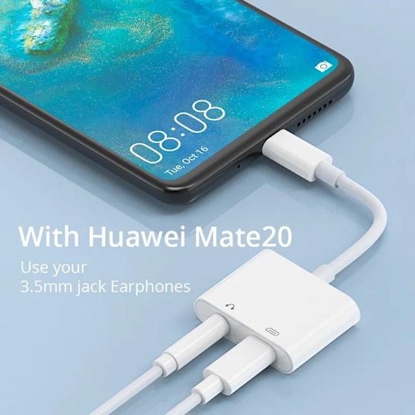 2 stk. USB C til 3,5 mm hovedtelefon- og opladeradapter, 2-i-1 USB C til Aux-stik Dongle-kabelledning til iPhone 15 Pro Max Plus, Samsung Galaxy S22 S23