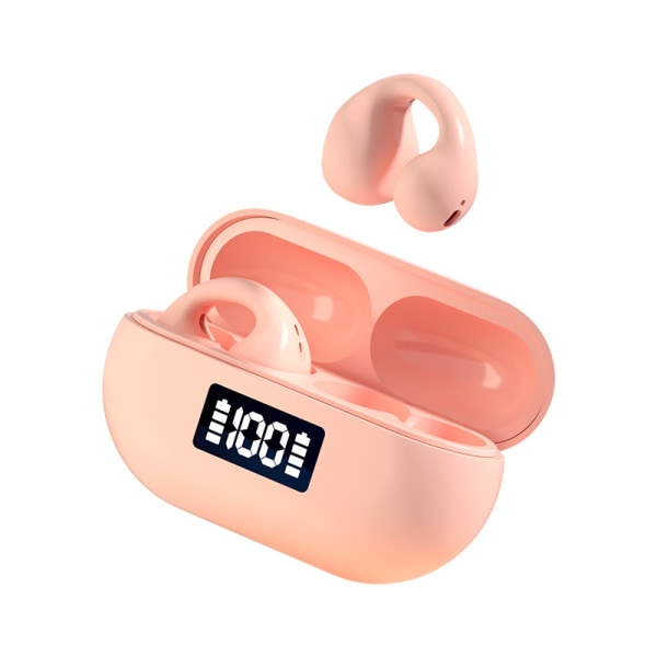 Smarta trådlösa Bluetooth hörlurar med öppen brusreducering med trådlös laddningsbox och digital display Sport Bluetooth hörlurar (rosa)