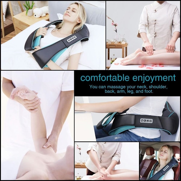 Rygg-, axel- och nackmassageapparat med värme, elektrisk djupvävnadsmassage med 4D-knådning