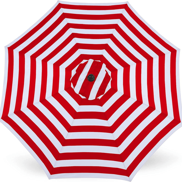 Erstatningsparaplyoverflade til gårdsparasol, udendørs parasol, diameter 3,0 m * 8 ribben, ingen stander red and white