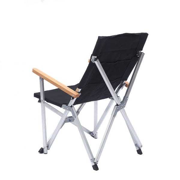 Hög rygg hopfällbar campingstol med vadderade hårda armstöd för utomhuscamping fiske vandring gräsmatta Inkluderar bärväska (Färg: svart)