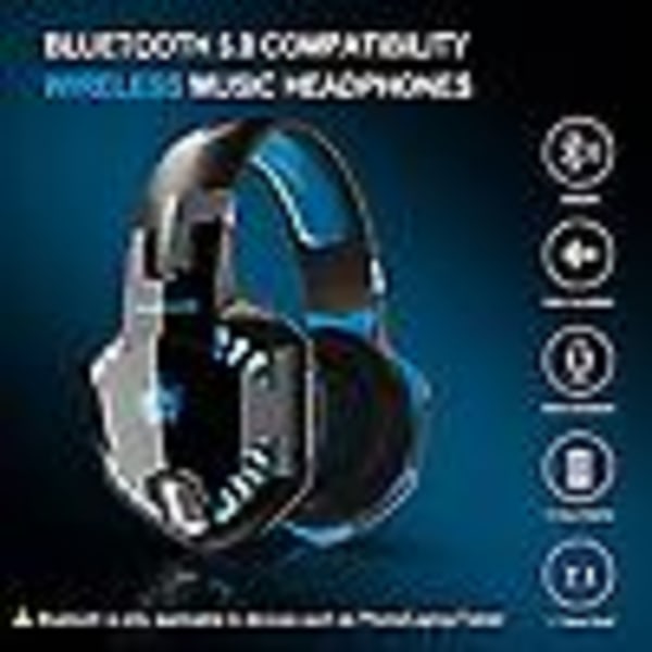 Trådlösa Bluetooth -hörlurar med mikrofon, PS4 Gaming Headset för PC, Xbox One, Ps5