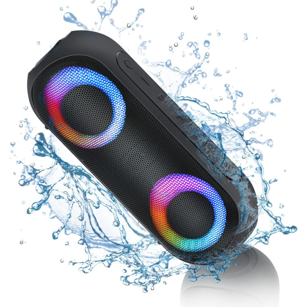 Bluetooth högtalare, bärbar högtalare Bluetooth trådlös (100 fots räckvidd), med 30 W högt stereoljud, IPX7 vattentät duschhögtalare