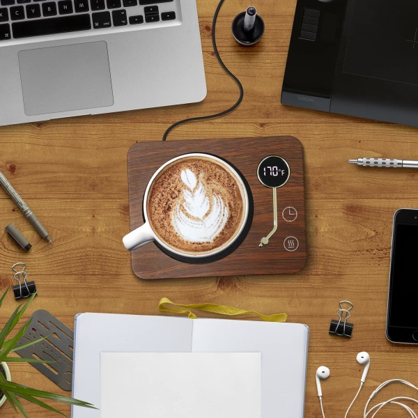 Kaffemuggvärmare, varmare för skrivbord 3 temperaturkontroll 130℉/150℉/170℉, koppvärmare med automatisk avstängning för kaffemjölk te dryck för kontoret, hemmet