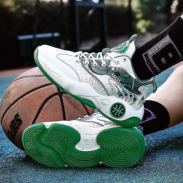 Basketskor för män Andas Sneakers Löparskor WhiteGreen 41