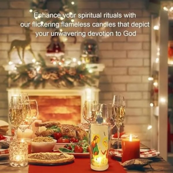 4-pack LED Ljusstake Jesus LED Ljus Jul Påsk LED Bordlampa (med Bas)
