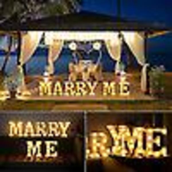 Led Glow Letters Valentinsdagsgave - Lys opp Marry Me-skilt med varmhvit LED