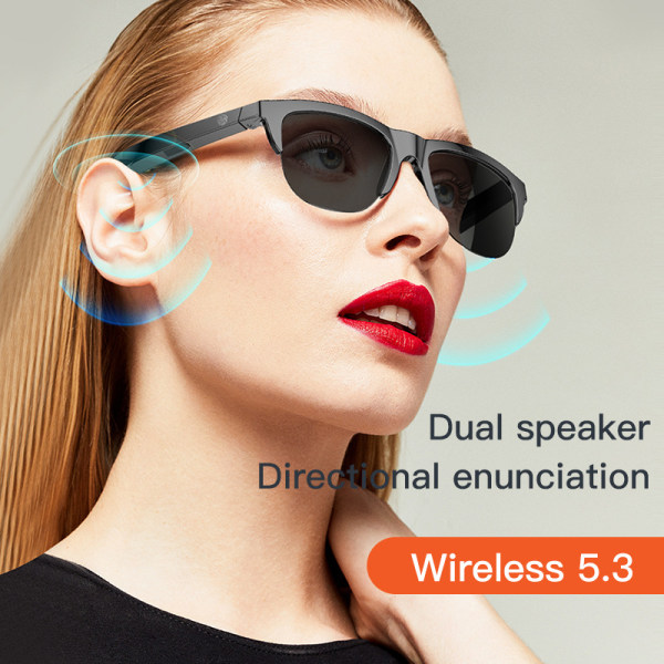 Smarta glasögon Handsfree-samtal med öppna öronmusik, ljud med öppna öron med mikrofon och högtalare black