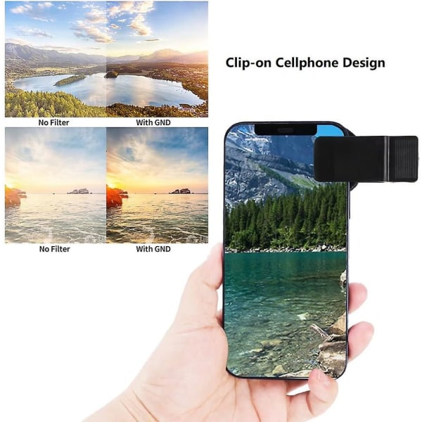 Telefonkameralins, 37 mm Clip-on Nd 2-400 Mobiltelefonlins Justerbart densitetsfilter med telefonklämma för Iphone för Samsung Android-smartphones