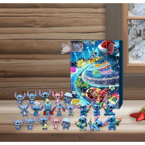 Julkalender 2024 med Lilo & Stitch - Julklapp 2024, Presentask, Figuröverraskningar, Gissningslådor, Stitch Julkalender, Nedräkning Leksak C
